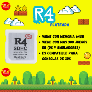 R4 PLATEADA CON 64GB para las 3ds con mas 300 juegos